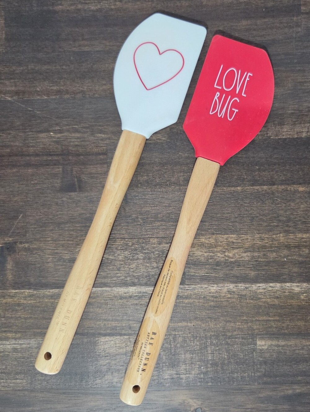 Rae Dunn Love Bug Red & White Heart Silicone Spatula Set